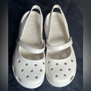 CROCS White Mary Jane Slingback Clogs